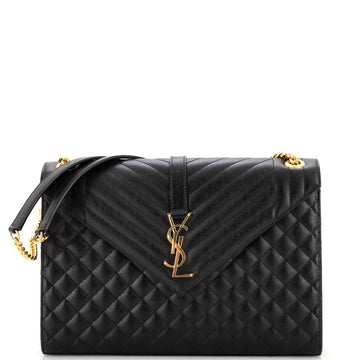 Saint Laurent Classic Monogram Envelope Satchel Mixed Matelasse Leather Large
