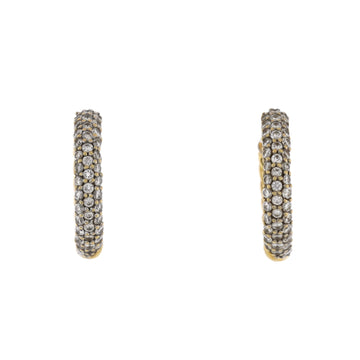 David Yurman Petite Pave Huggie Hoop Earrings 18K Yellow Gold with Diamonds 14mm
