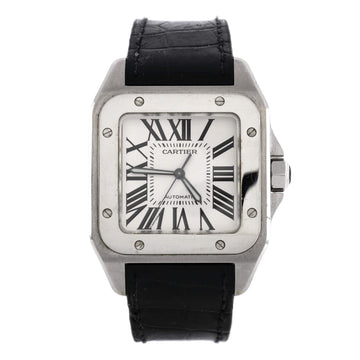 Cartier Santos 100 Automatic Watch Stainless Steel and Alligator 38