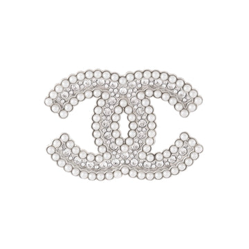 Chanel CC Brooch Metal with Crystals and Faux Pearls