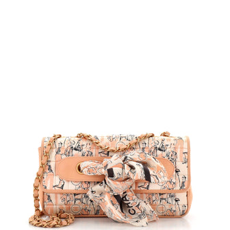Chanel Limited Edition Scarf Flap Bag Printed Silk and Leather Medium