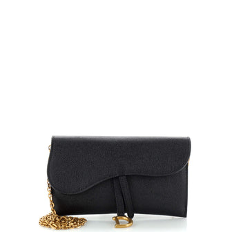 Christian Dior Saddle Chain Wallet Leather