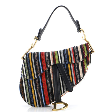 Christian Dior Saddle Handbag Embroidered and Beaded Fabric Medium