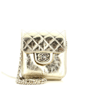Chanel Wallet on Chain Flap Bag Quilted Metallic Calfskin Mini