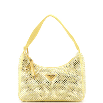 Prada Re-Edition 2000 Hobo Crystal Embellished Satin Mini