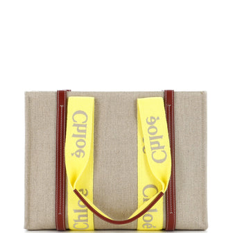 Chloe Woody Tote Canvas with Leather Medium