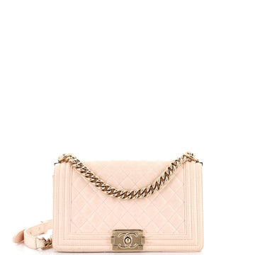Chanel Boy Flap Bag Quilted Lambskin Old Medium