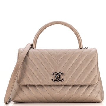 Chanel Coco Top Handle Bag Chevron Caviar Small