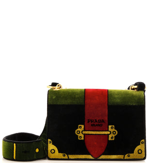 Prada Cahier Crossbody Bag Printed Velvet Small
