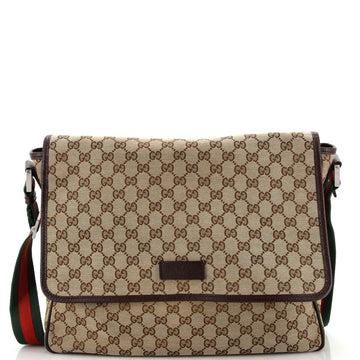 Gucci Web Strap Flap Messenger GG Canvas Medium