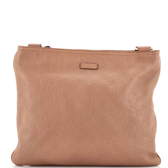 Gucci Zip Top Messenger Bag Guccissima Leather Large