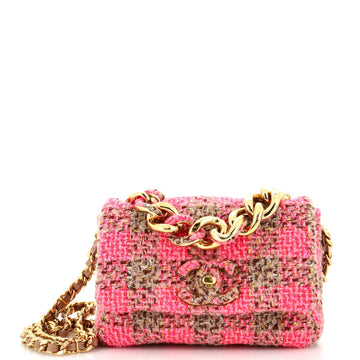 Chanel Elegant Chain Flap Bag Quilted Tweed Small