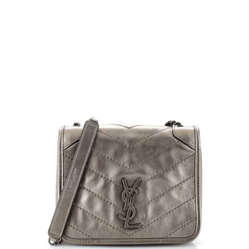 Saint Laurent Niki Chain Wallet Matelasse Chevron Leather