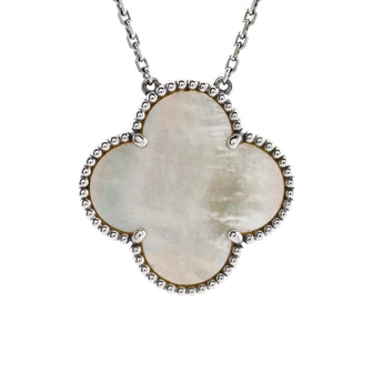 Van Cleef & Arpels Magic Alhambra Pendant Necklace 18K White Gold and Mother of Pearl