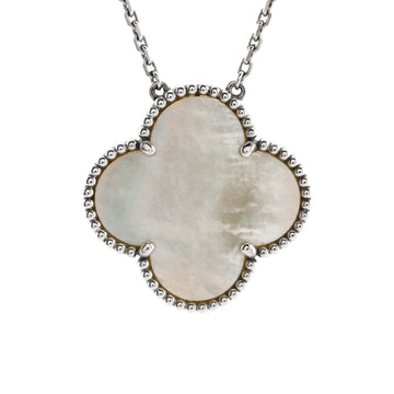 Van Cleef & Arpels Magic Alhambra Pendant Necklace 18K White Gold and Mother of Pearl