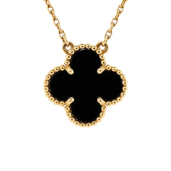 Van Cleef & Arpels Vintage Alhambra Pendant Necklace 18K Yellow Gold and Onyx