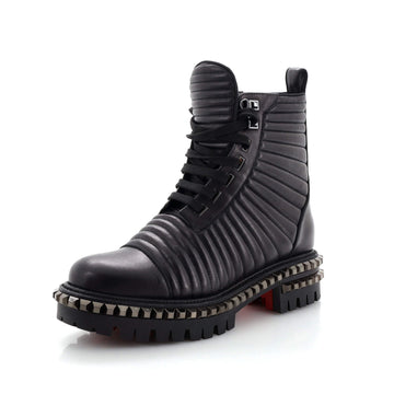 Christian Louboutin Women's Yetota Combat Boots Quilted Leather