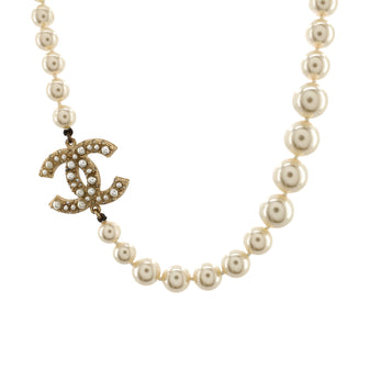 Chanel CC 100th Anniversary Short Necklace Metal with Faux Pearls and Crystals