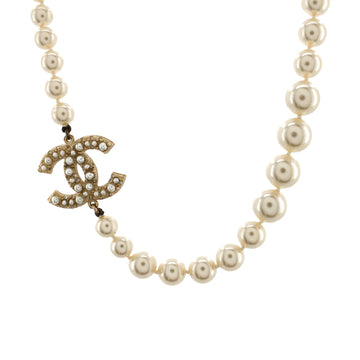 Chanel CC 100th Anniversary Short Necklace Metal with Faux Pearls and Crystals