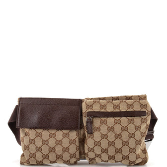 Gucci Vintage Double Belt Bag GG Canvas