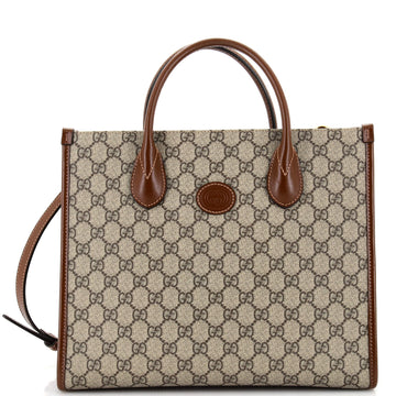 Gucci Structured Top Handle Open Tote GG Coated Canvas Small