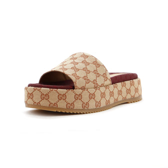 Gucci Women's Angelina Platform Slide Sandals GG Canvas
