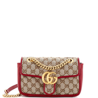 Gucci GG Marmont Flap Bag Diagonal Quilted GG Canvas Mini