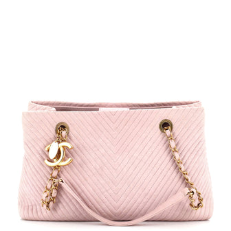 Chanel Medallion Charm Tote Chevron Wrinkled Lambskin Medium