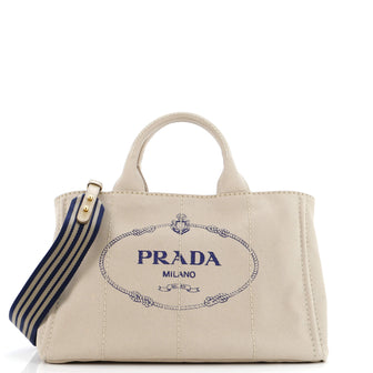 Prada Canapa Convertible Tote Canvas Medium