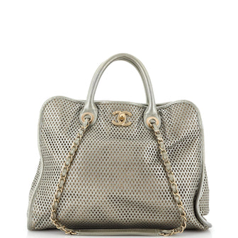 Chanel Up In The Air Top Handle Tote Perforated Leather Large