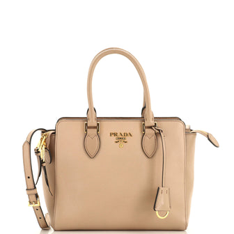 Prada Convertible Open Tote Saffiano with Soft Calf Small