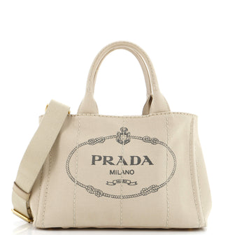 Prada Canapa Convertible Shopping Tote Canvas Small