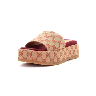 Gucci Women's Angelina Platform Slide Sandals GG Canvas