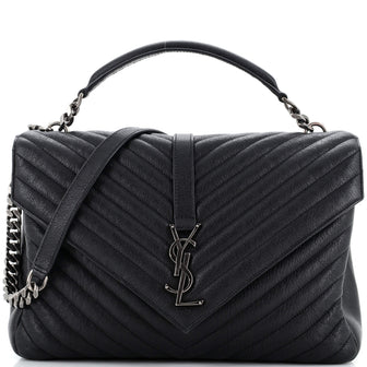 Saint Laurent Classic Monogram College Bag Matelasse Chevron Leather Large
