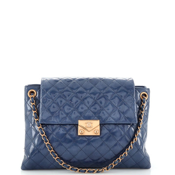 Chanel Envelope Lock 3 Accordion Bag Quilted Patent Goatskin Medium