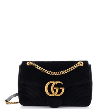 Gucci GG Marmont Flap Bag Matelasse Velvet Medium