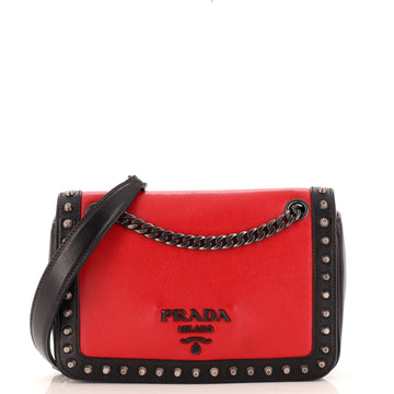 Prada Chain Flap Bag Studded Glace Calf Small