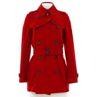 Burberry Women's Double Breasted Belted Mid-Length Trench Coat Cotton