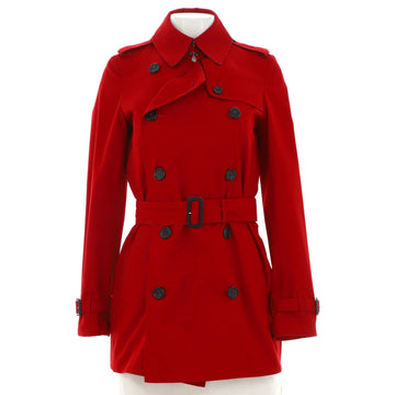Burberry Women's Double Breasted Belted Mid-Length Trench Coat Cotton
