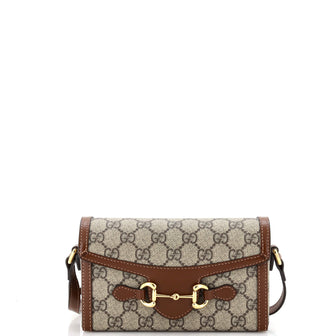Gucci Horsebit 1955 Flap Crossbody Bag GG Coated Canvas Mini