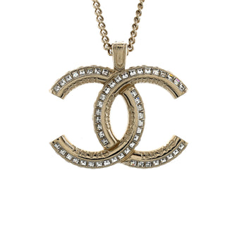 Chanel Multi-Logo Engraved CC Pendant Necklace Metal with Crystals
