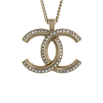 Chanel Multi-Logo Engraved CC Pendant Necklace Metal with Crystals