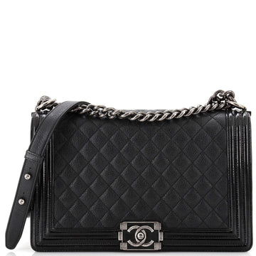 Chanel Boy Flap Bag Quilted Goatskin with Patent Old Medium