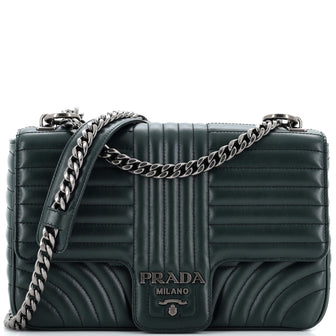 Prada Chain Flap Shoulder Bag Diagramme Quilted Leather Large