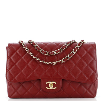 Chanel Classic Single Flap Bag Quilted Caviar Jumbo