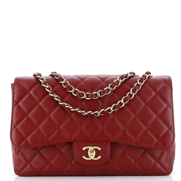 Chanel Classic Single Flap Bag Quilted Caviar Jumbo