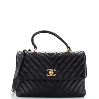 Chanel Trendy CC Top Handle Bag Chevron Lambskin Medium