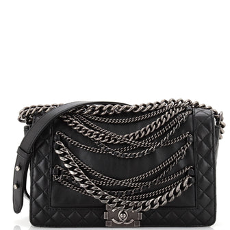 Chanel Boy Flap Bag Enchained Lambskin New Medium