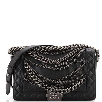 Chanel Boy Flap Bag Enchained Lambskin New Medium