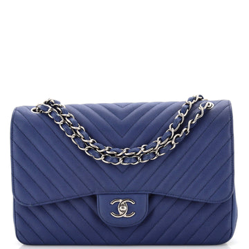 Chanel Classic Double Flap Bag Chevron Caviar Jumbo